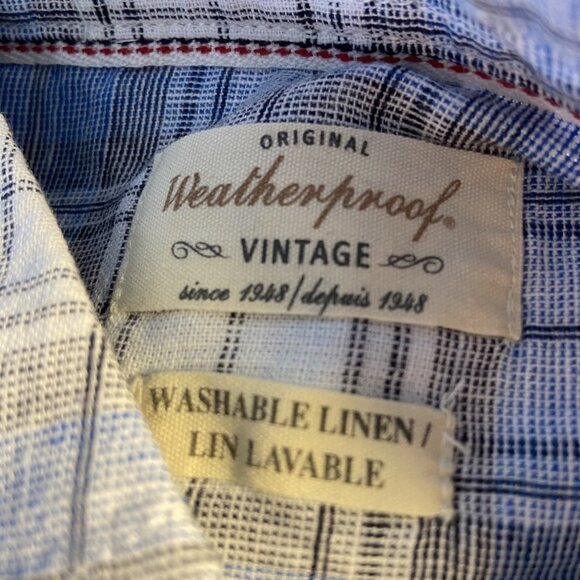 Weatherproof Vintage Short Sleeve Linen Woven Shirt Blue - Picture 2 of 5